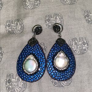 Beautiful Blue Earrings With Crystals